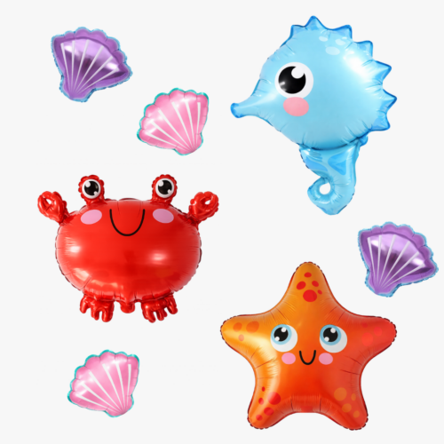 zee folieballonnen set krab zeester schelpen